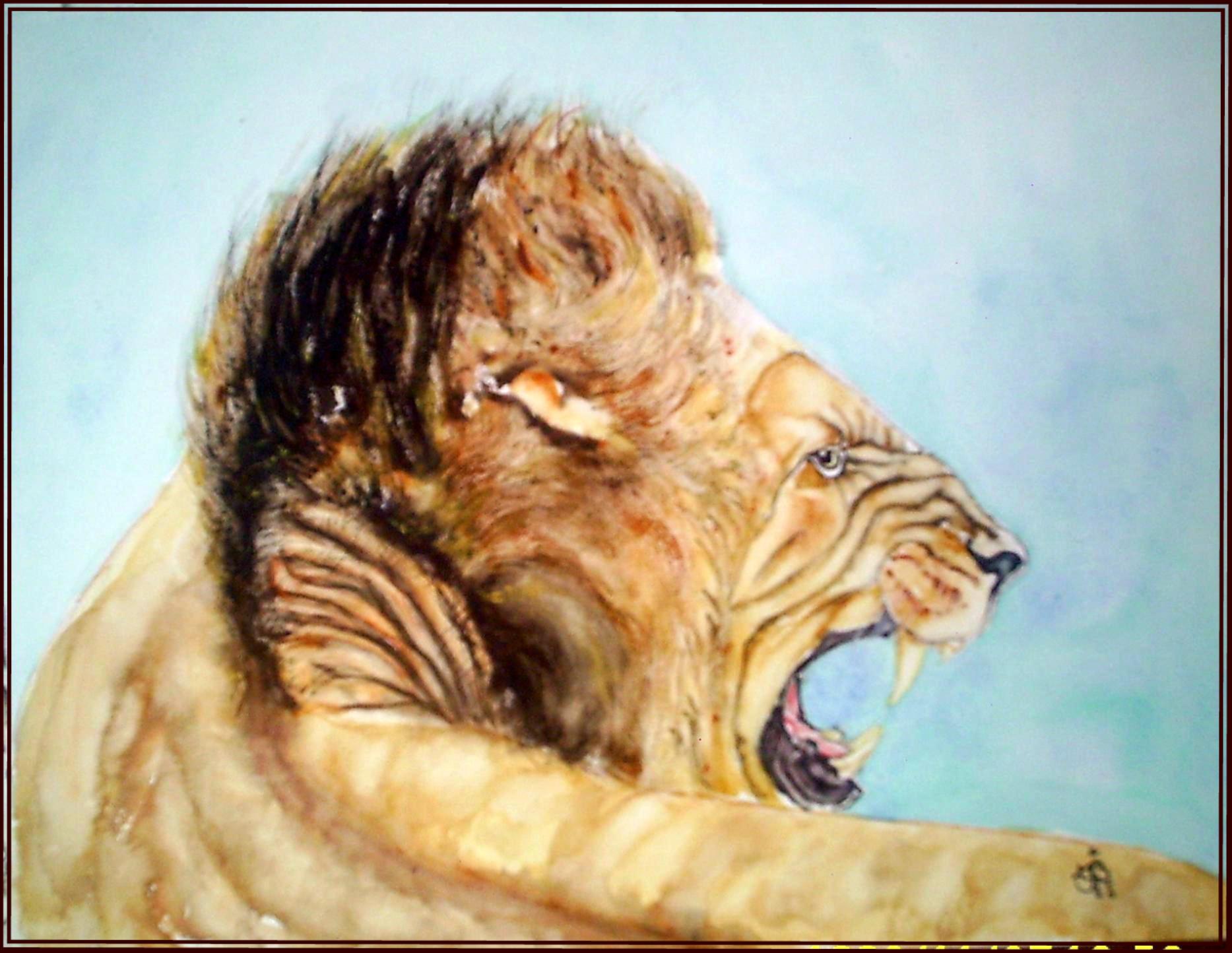 Lion rugissant