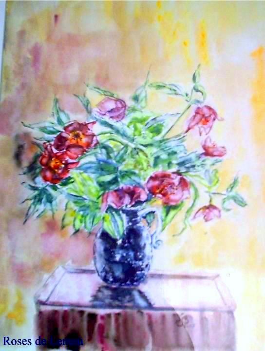 Vase roses